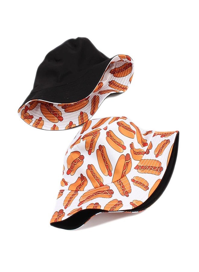 BEARUN Funny Bucket Hat Sun Hat for Women Men,Unisex Reversible Cotton Summer Beach Hat Fisherman Hat Hot Dog - Image 5